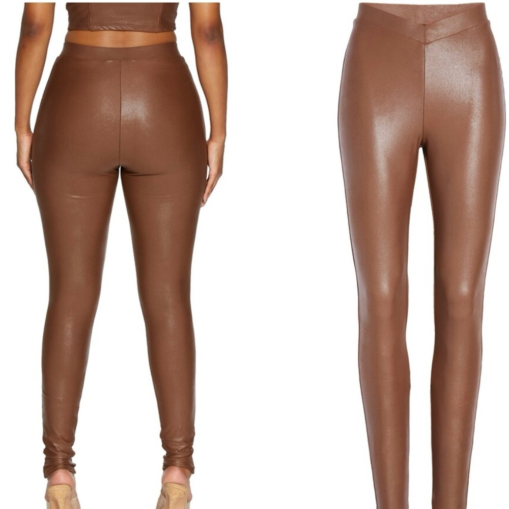 Naked Wardrobe Brown High-Waisted Leggings
